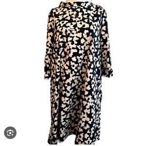 COS Abstract Black and Cream Midi Dress